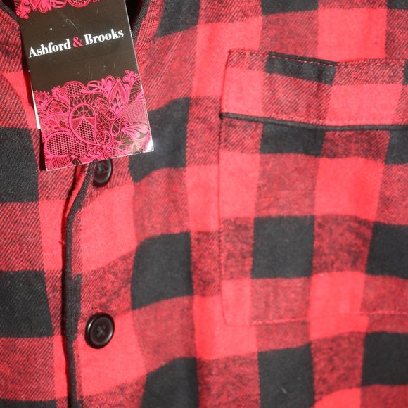 Ashford & Brooks Buffalo Plaid Flannel Sleep Shirt Size Large New with Tags - Picture 3 of 3